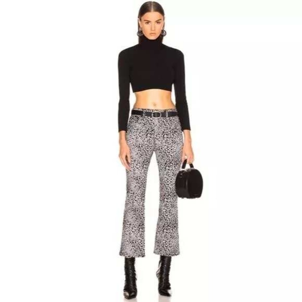 Rag Bone Hana Bootcut Crop Jeans 25 Velvet Cheetah Gray High Rise